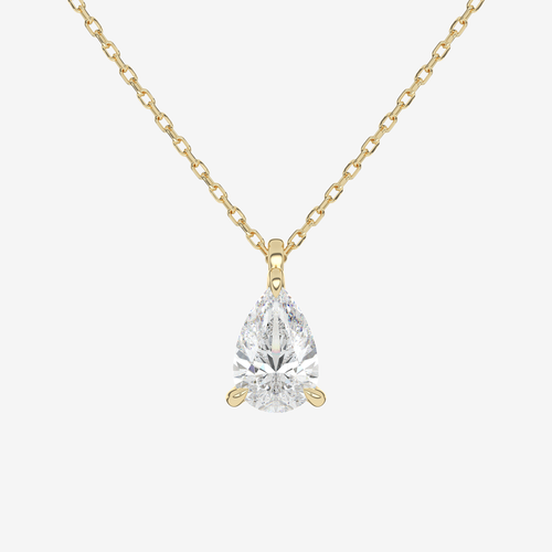 14K Rose Gold Pear Solitaire Lab Grown Diamond Pendant Necklace