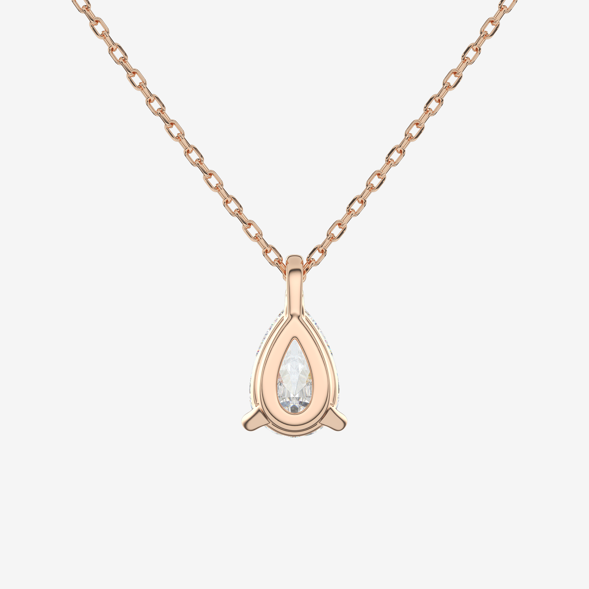 14K Rose Gold Pear Solitaire Lab Grown Diamond Pendant Necklace