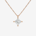 14K Rose Gold Princess Solitaire Lab Grown Diamond Pendant Necklace
