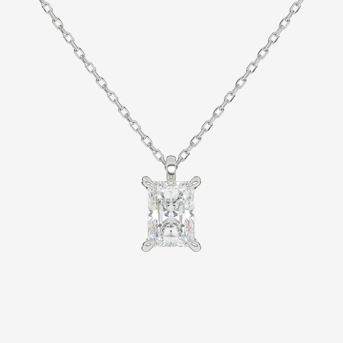 Platinum Radiant Solitaire Lab Grown Diamond Pendant Necklace