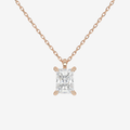 14K Rose Gold Radiant Solitaire Lab Grown Diamond Pendant Necklace