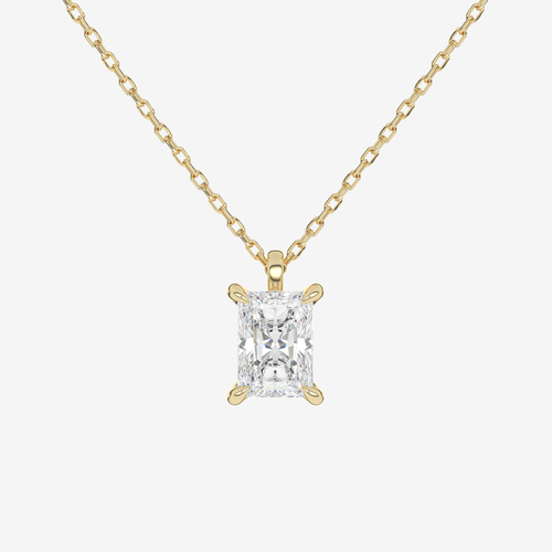 14K Rose Gold Radiant Solitaire Lab Grown Diamond Pendant Necklace