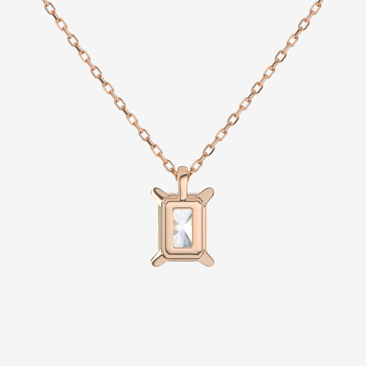 14K Rose Gold Radiant Solitaire Lab Grown Diamond Pendant Necklace