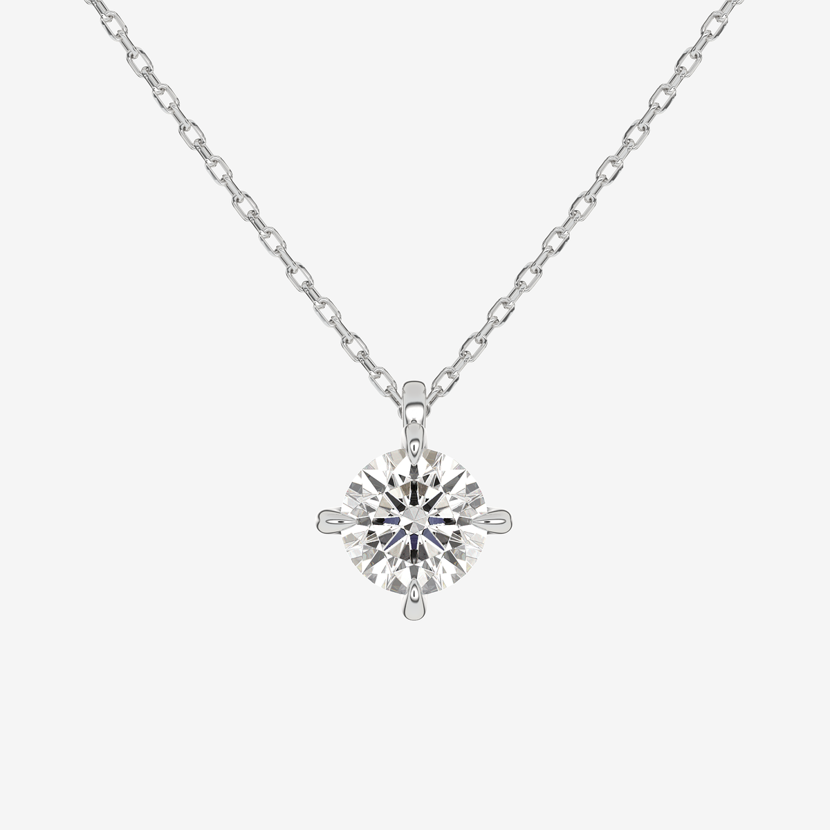 Platinum Round Solitaire Lab Grown Diamond Pendant Necklace