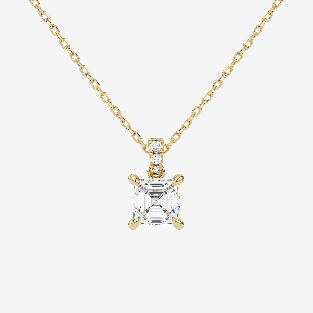 Asscher Solitaire Lab Grown Diamond Pendant Necklace in 14K Rose Gold