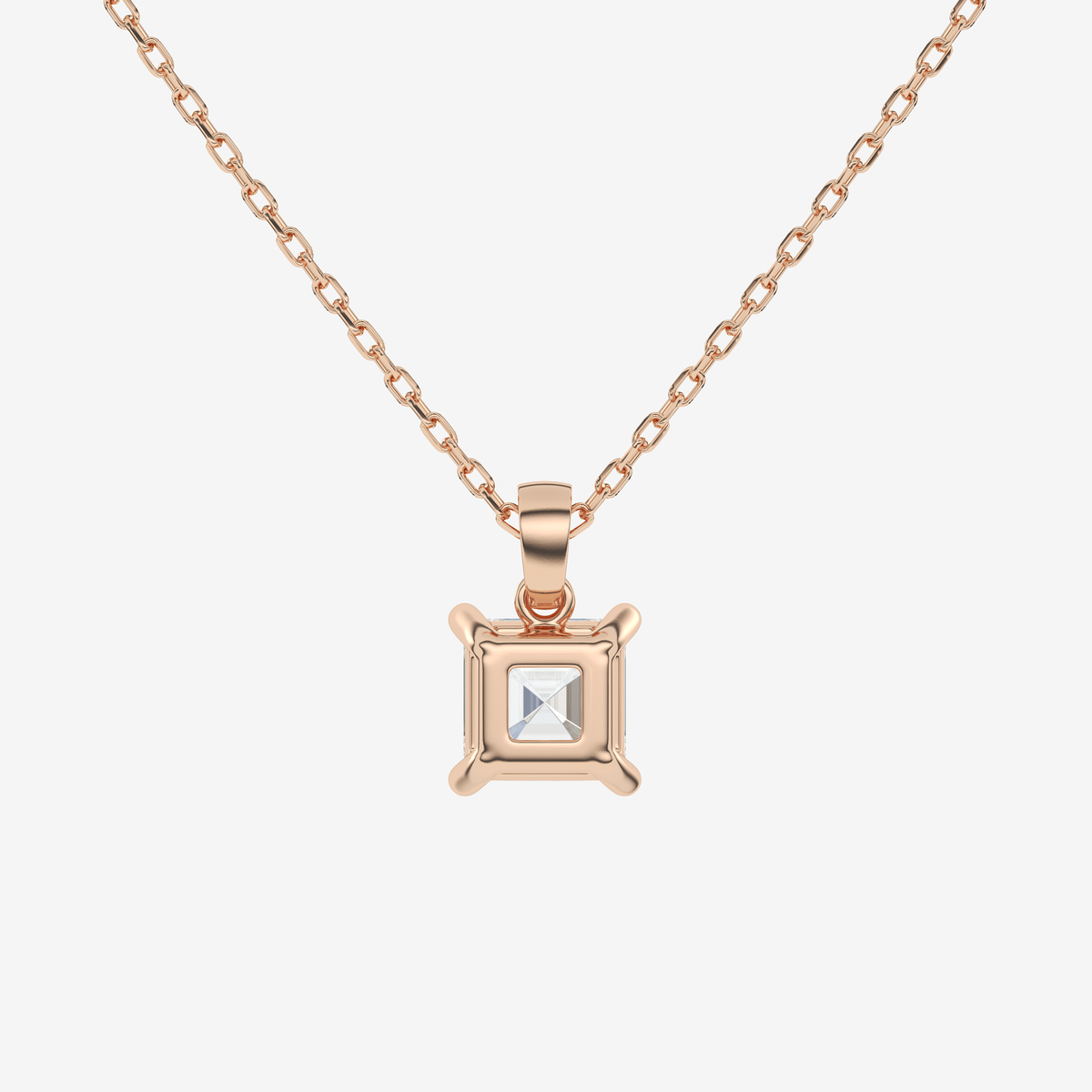 Asscher Solitaire Lab Grown Diamond Pendant Necklace in 14K Rose Gold