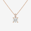 Cushion Solitaire Lab Grown Diamond Pendant Necklace in 14K Rose Gold