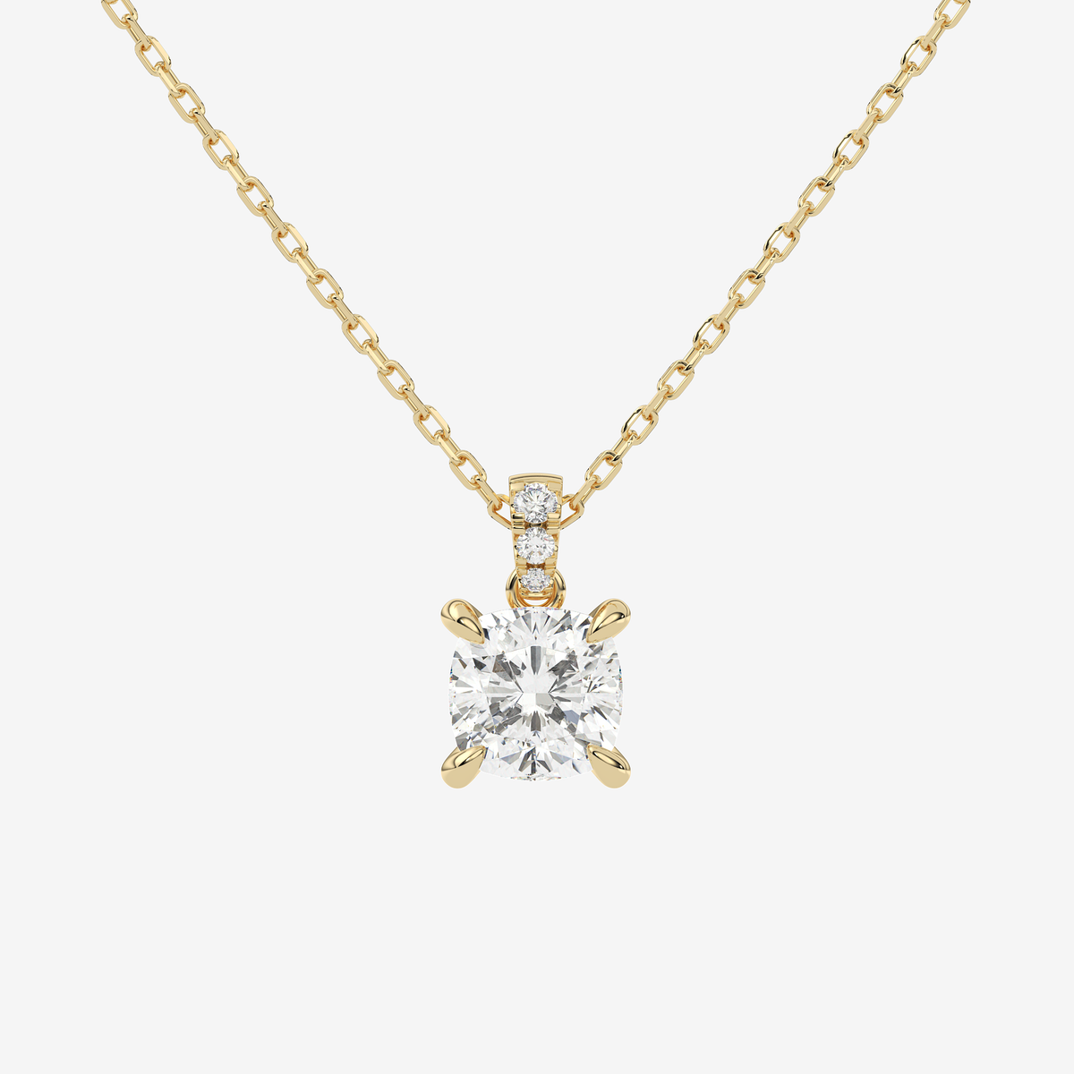 Cushion Solitaire Lab Grown Diamond Pendant Necklace in 14K Rose Gold