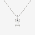 Emerald Solitaire Lab Grown Diamond Pendant Necklace in 18K White Gold
