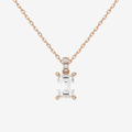 Emerald Solitaire Lab Grown Diamond Pendant Necklace in 18K Rose Gold