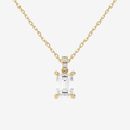 Emerald Solitaire Lab Grown Diamond Pendant Necklace in 18K Yellow Gold