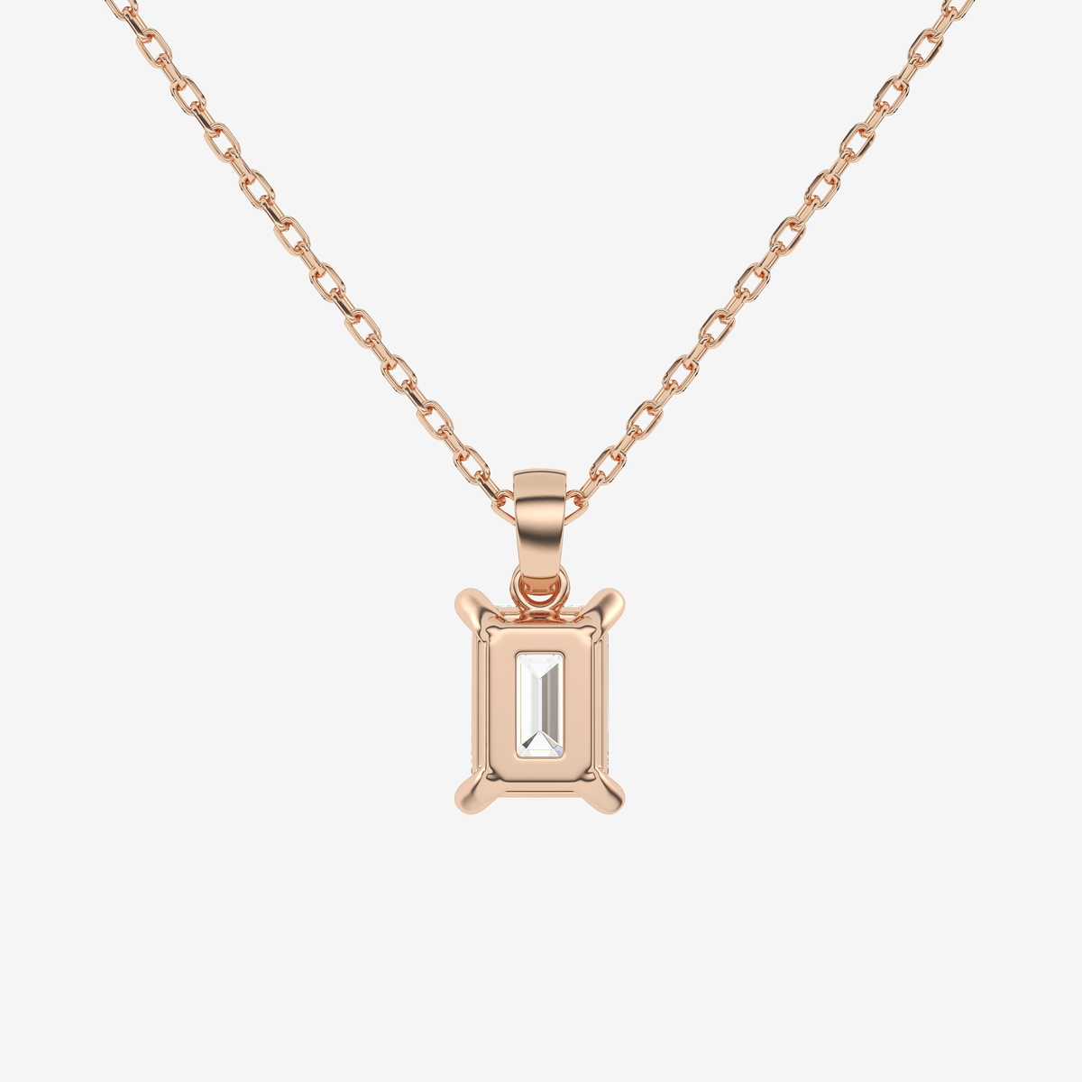 Emerald Solitaire Lab Grown Diamond Pendant Necklace in Platinum