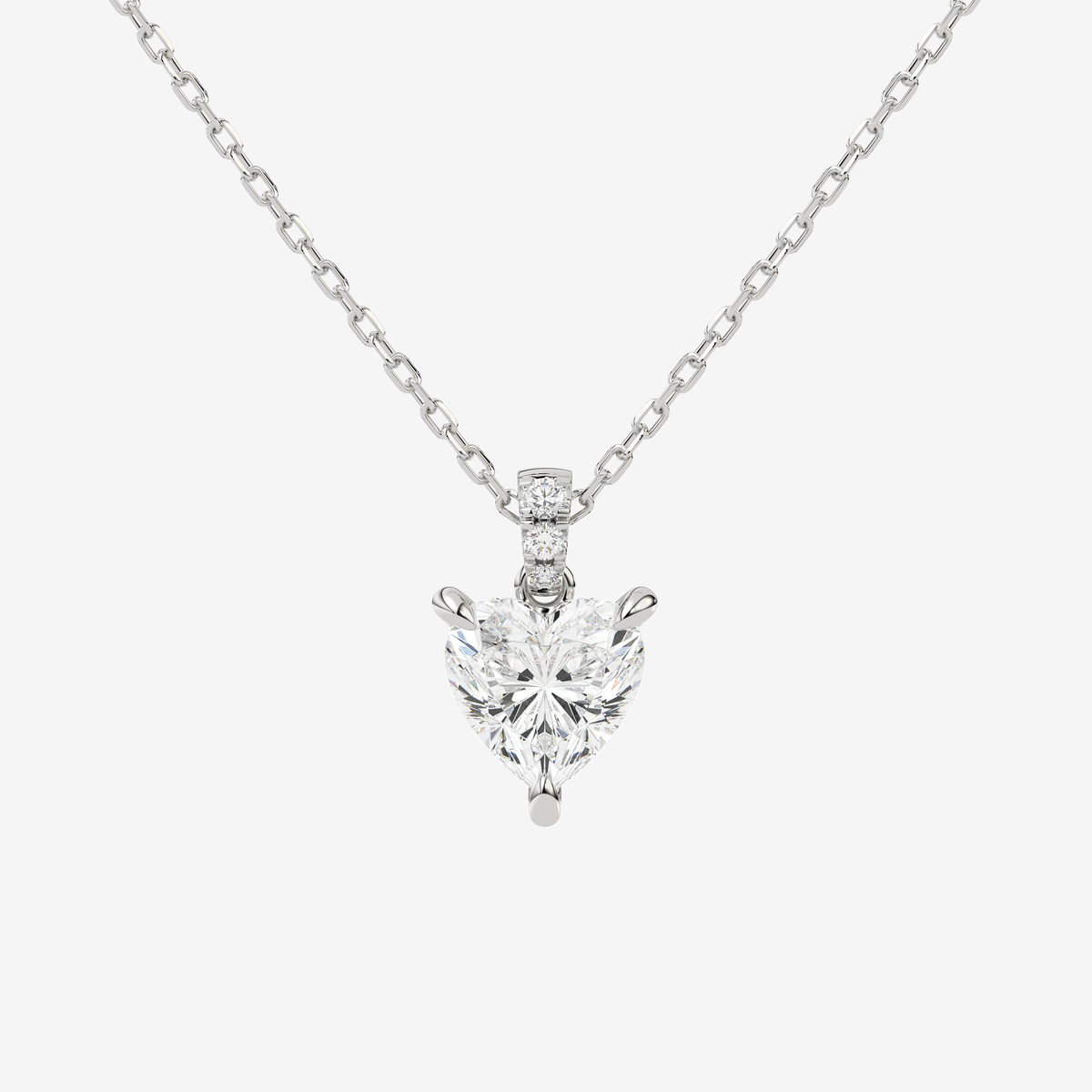 Heart Solitaire Lab Grown Diamond Pendant Necklace in Platinum