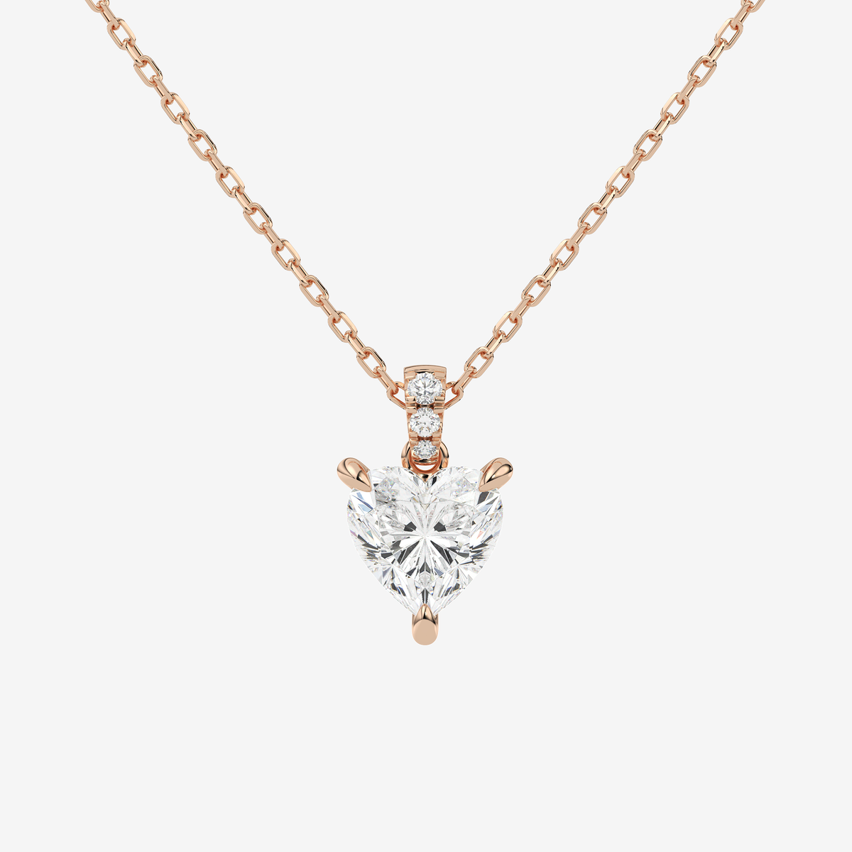 Heart Solitaire Lab Grown Diamond Pendant Necklace in Platinum