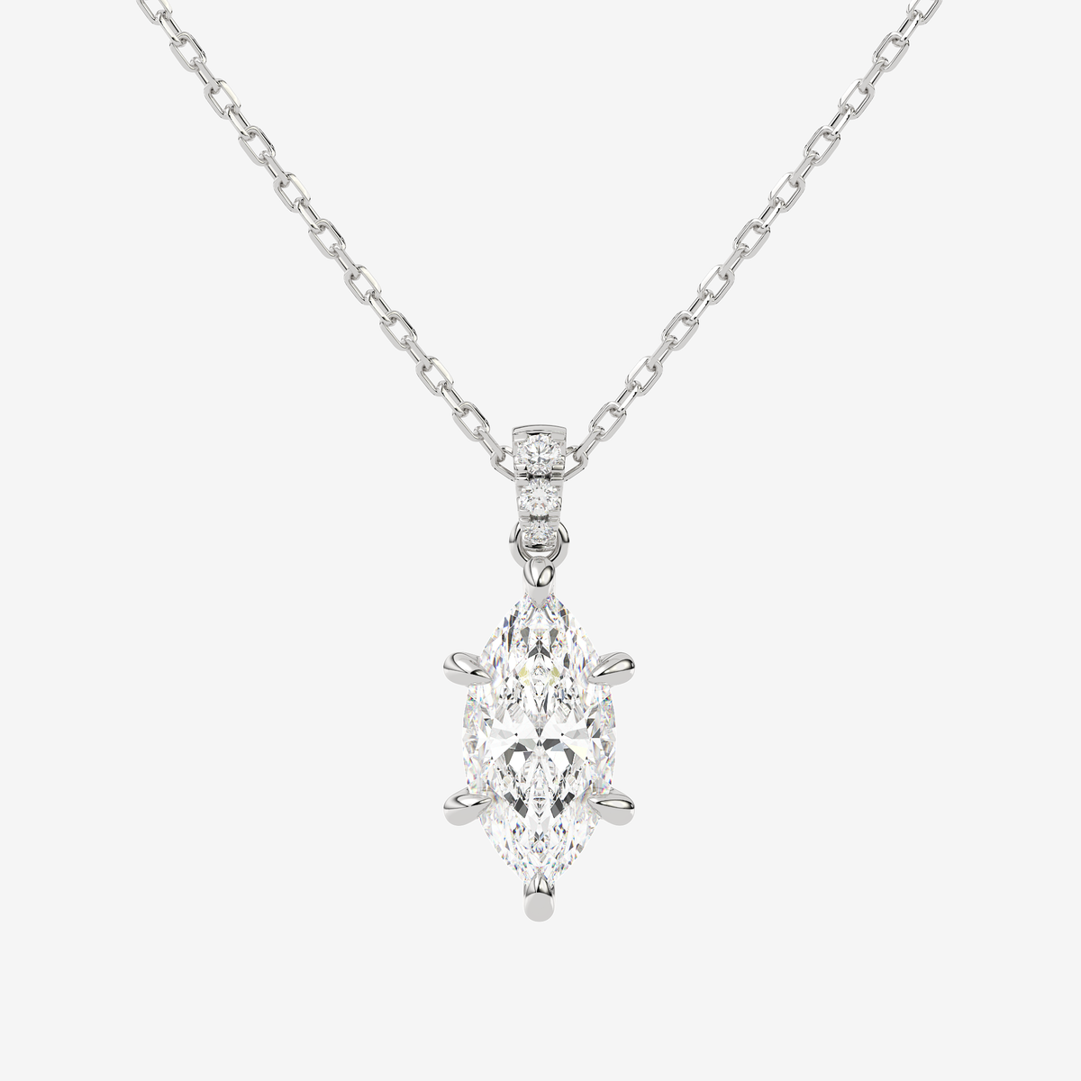 Marquise Solitaire Lab Grown Diamond Pendant Necklace in Platinum