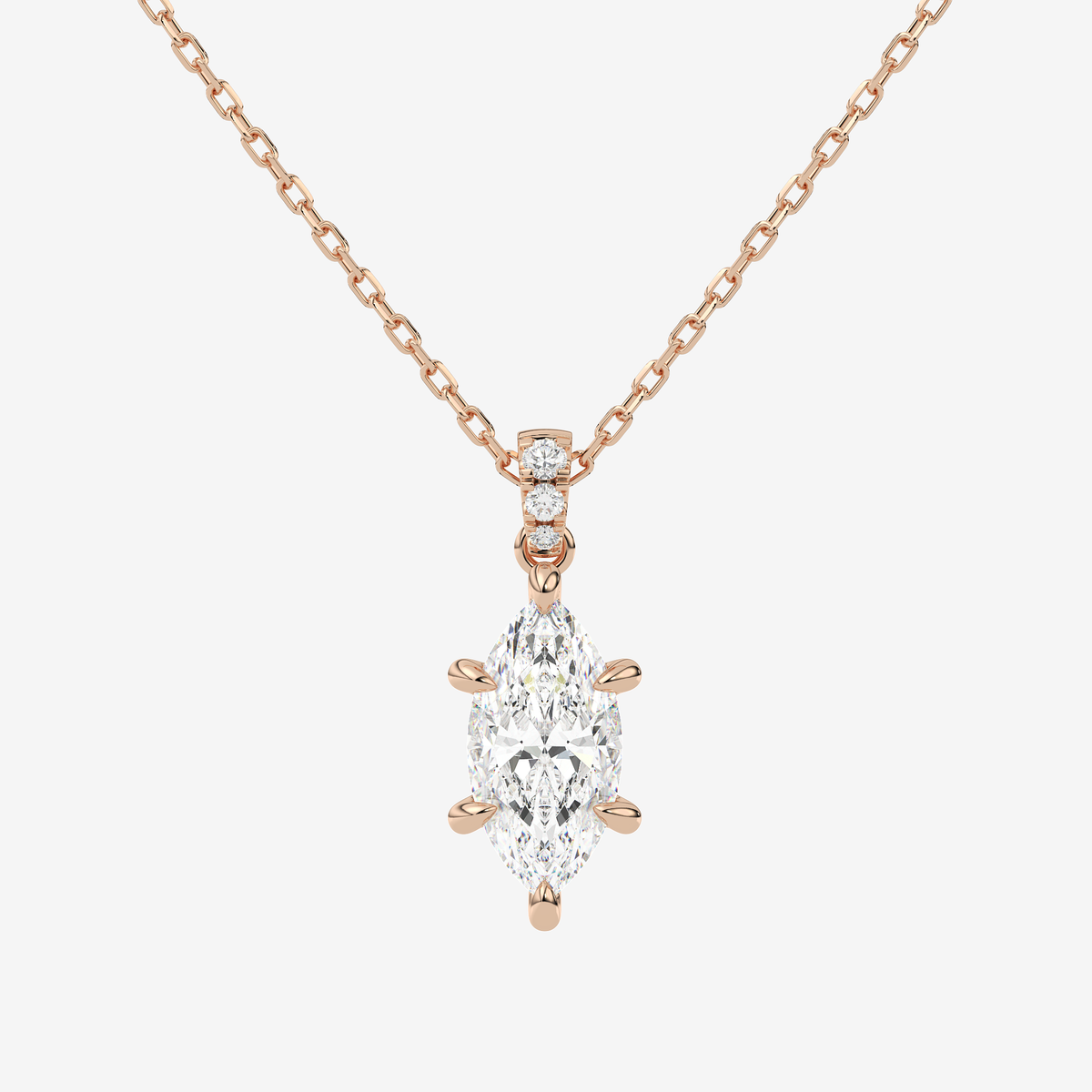 Marquise Solitaire Lab Grown Diamond Pendant Necklace in Platinum