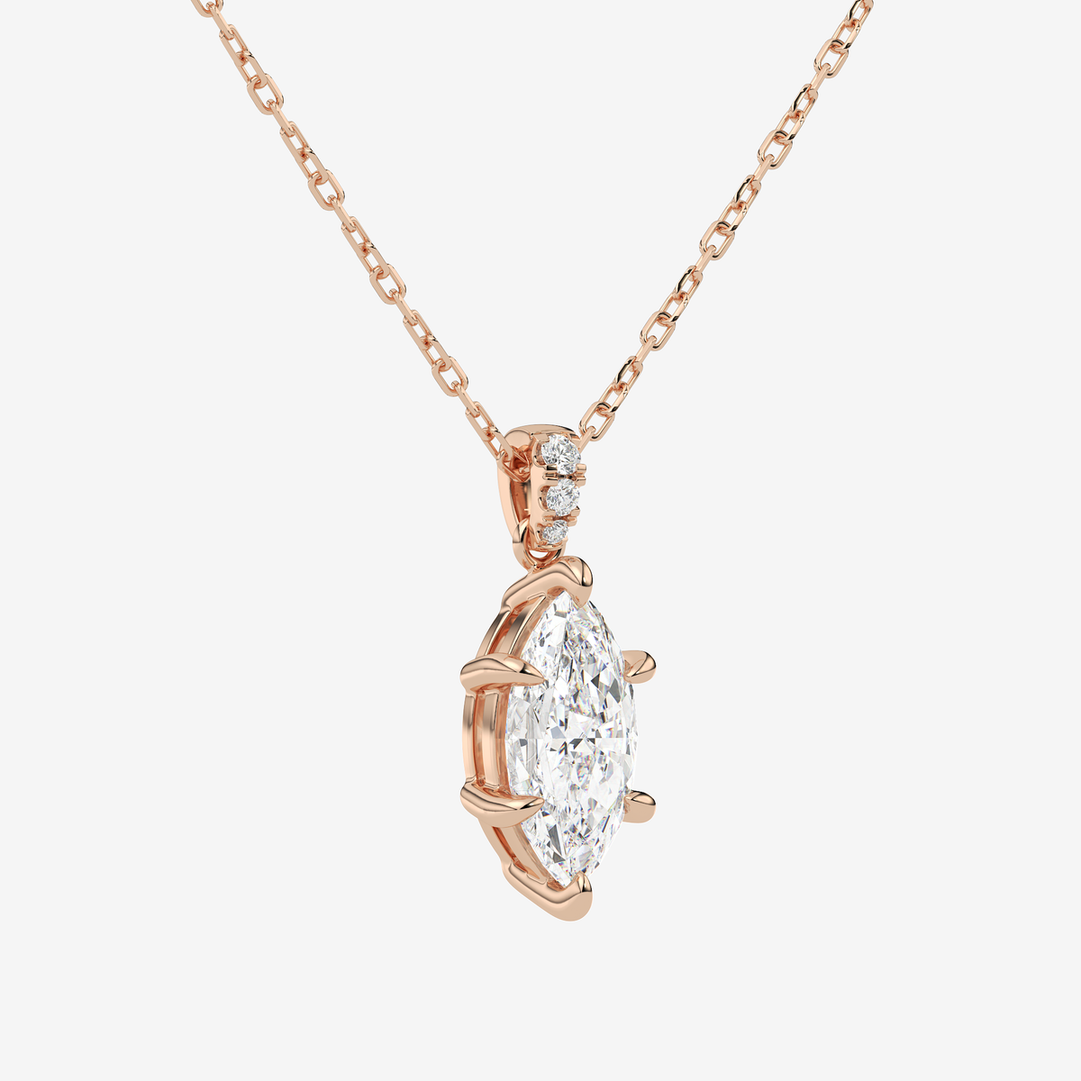 Marquise Solitaire Lab Grown Diamond Pendant Necklace in Platinum