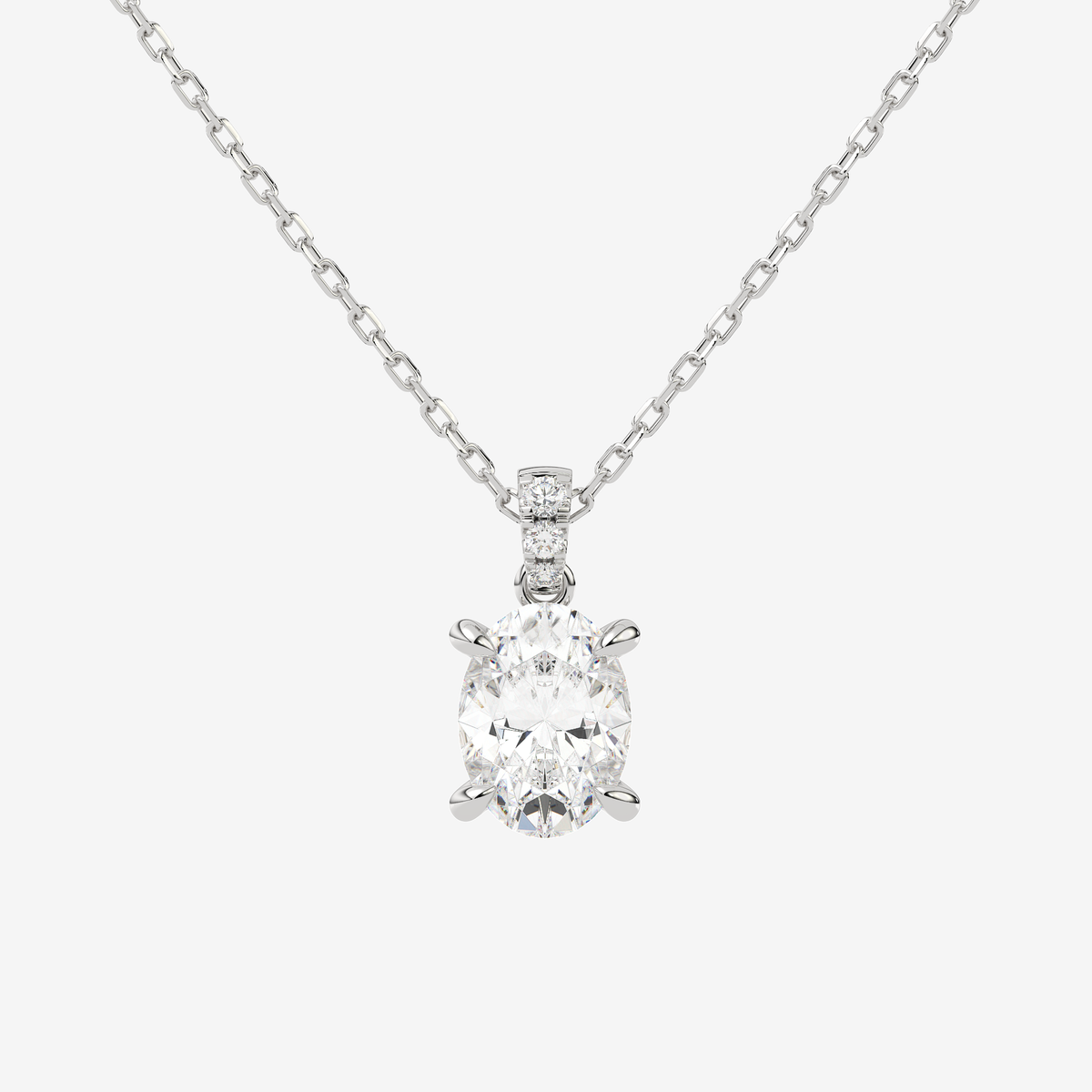 Oval Solitaire Lab Grown Diamond Pendant Necklace in Platinum