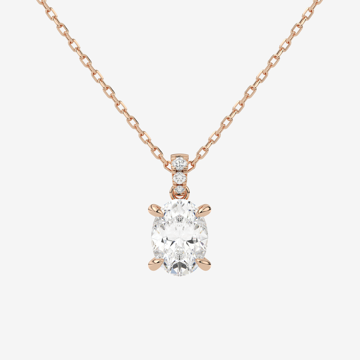 Oval Solitaire Lab Grown Diamond Pendant Necklace in Platinum