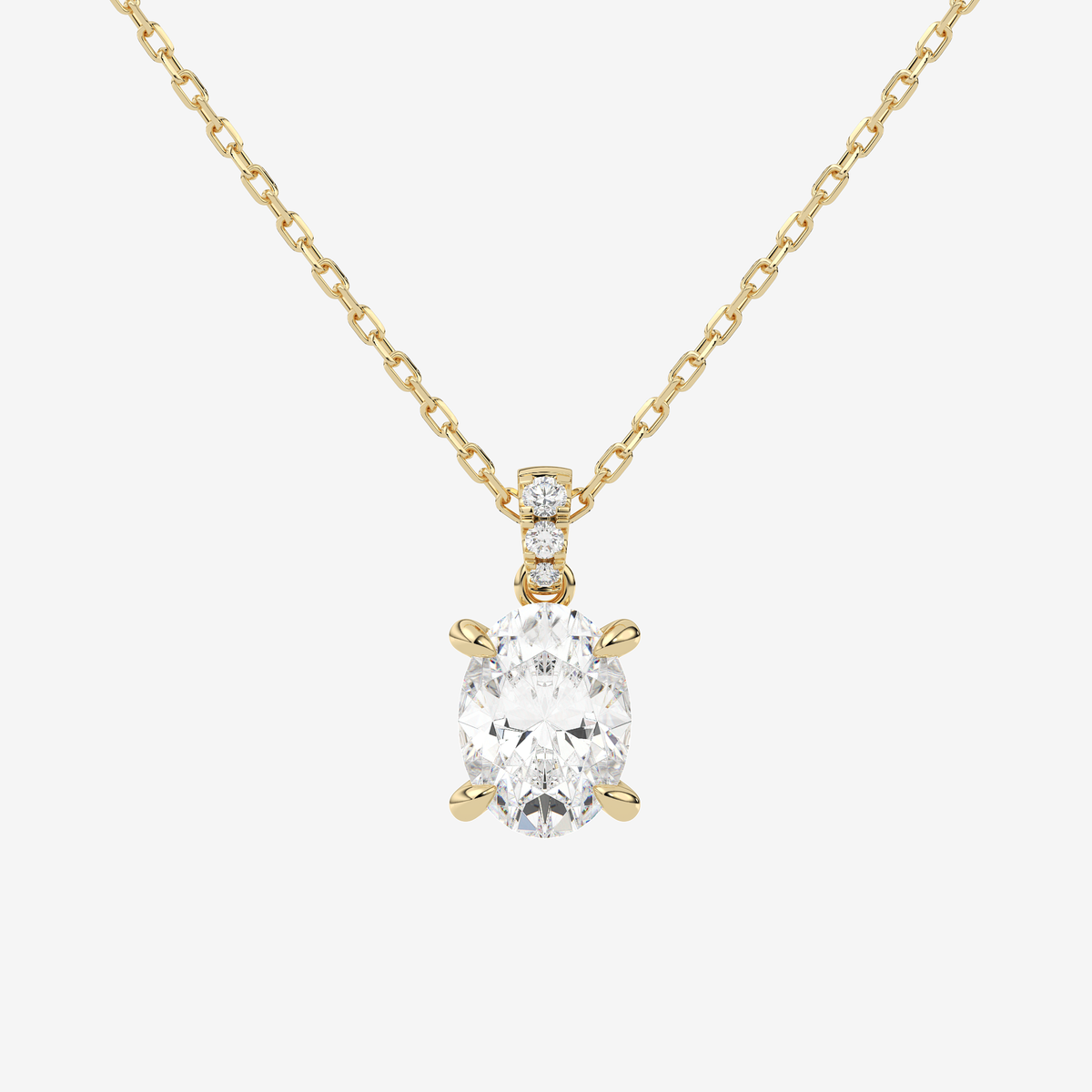 Oval Solitaire Lab Grown Diamond Pendant Necklace in Platinum