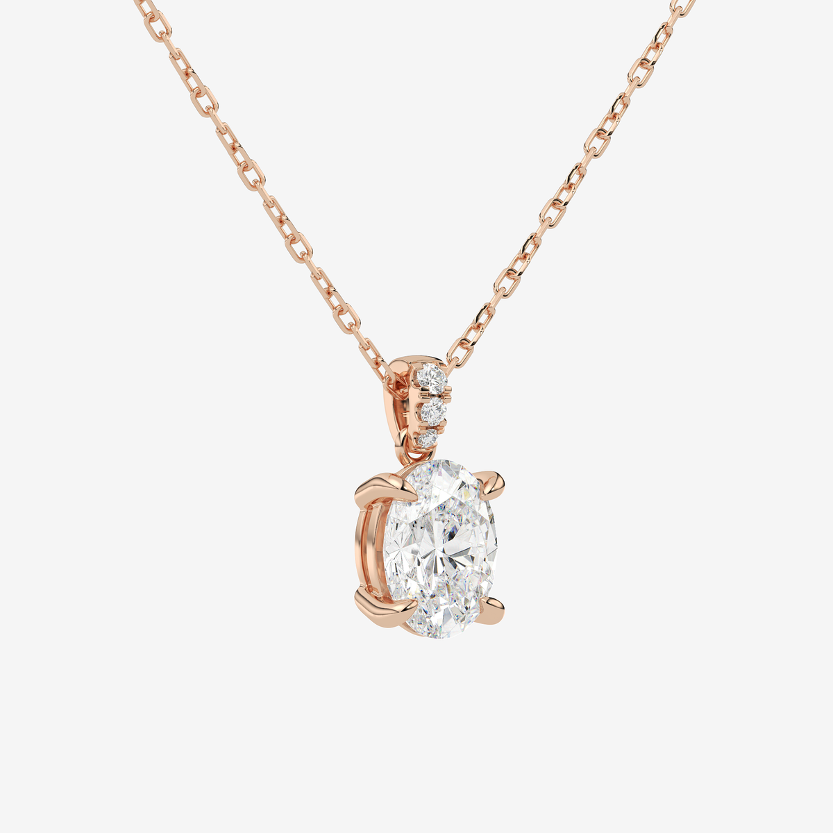 Oval Solitaire Lab Grown Diamond Pendant Necklace in Platinum