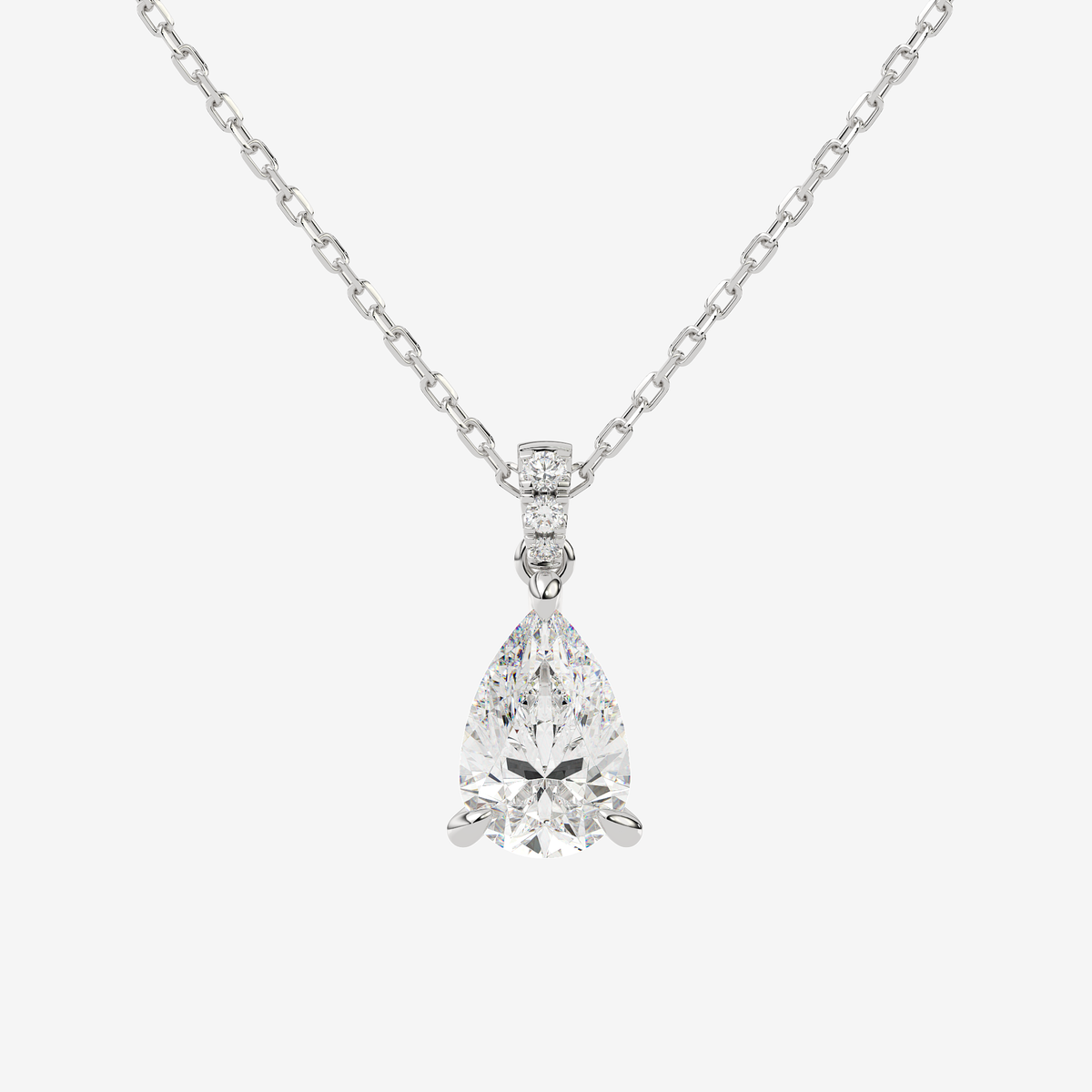 Pear Solitaire Lab Grown Diamond Pendant Necklace in Platinum