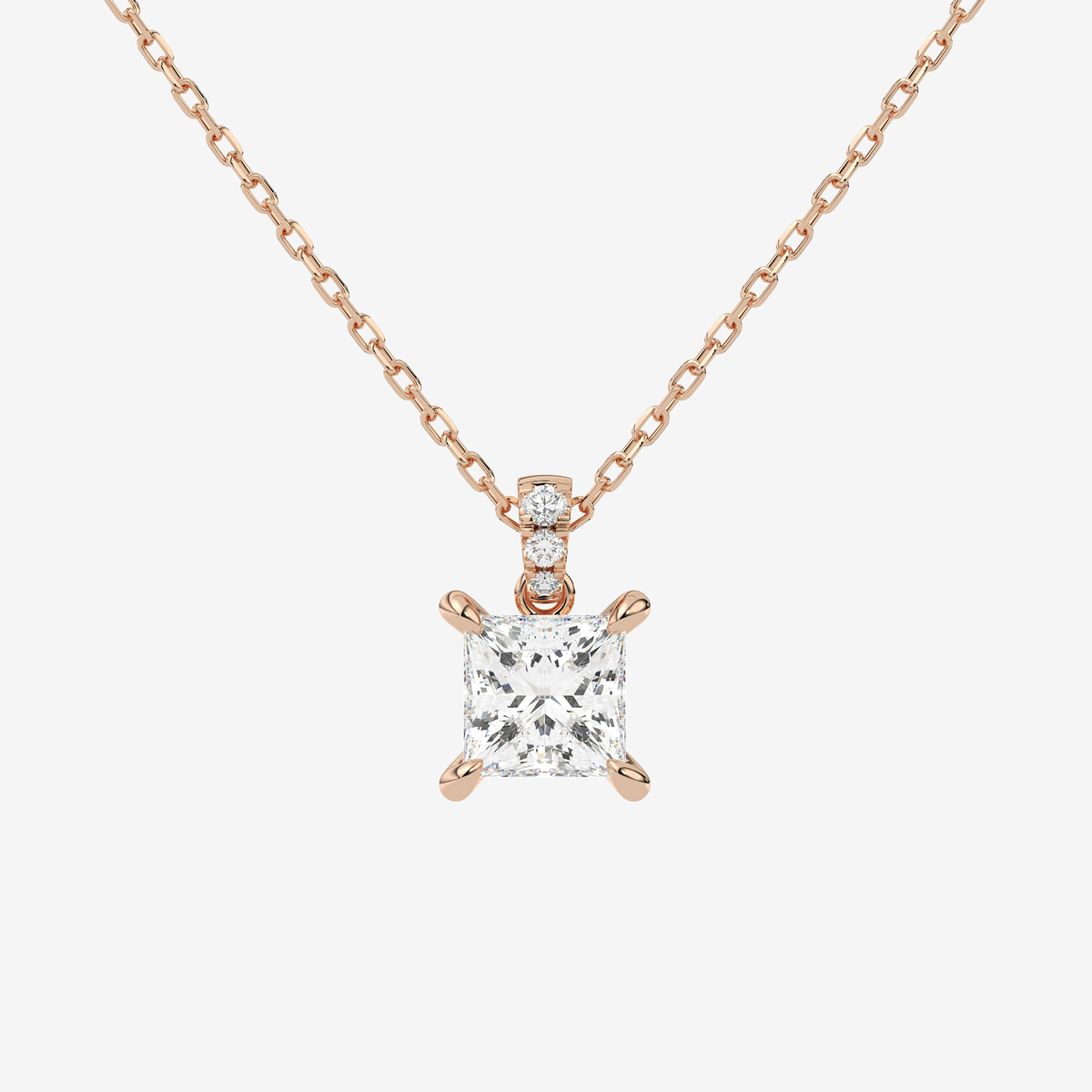 Princess Solitaire Lab Grown Diamond Pendant Necklace in Platinum