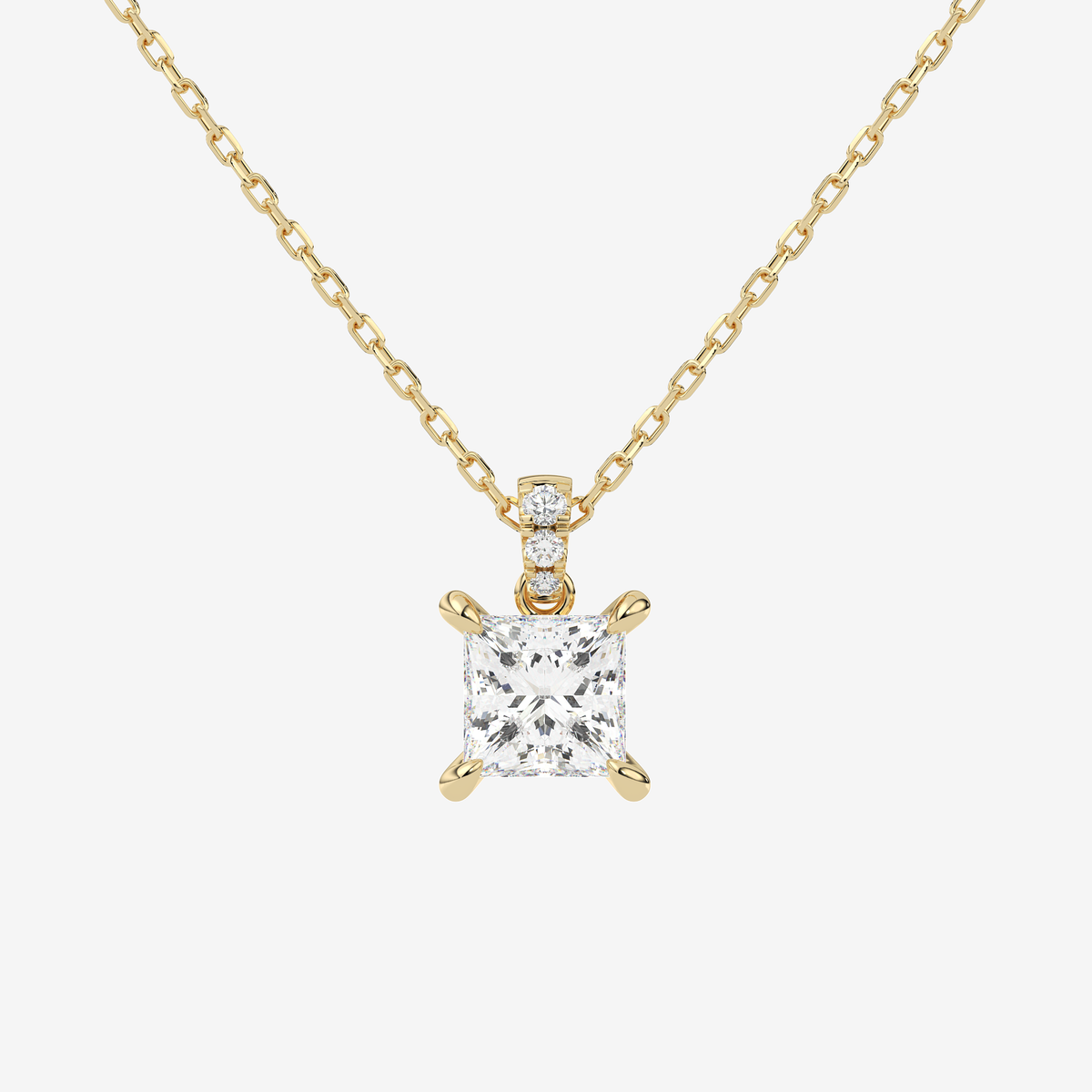 Princess Solitaire Lab Grown Diamond Pendant Necklace in Platinum