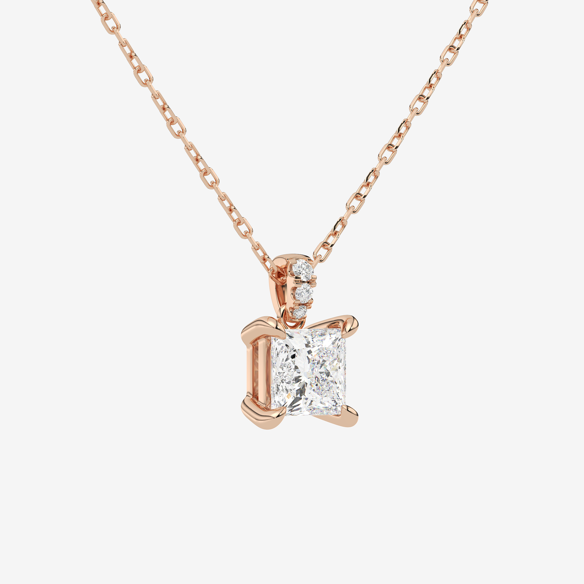 Princess Solitaire Lab Grown Diamond Pendant Necklace in Platinum