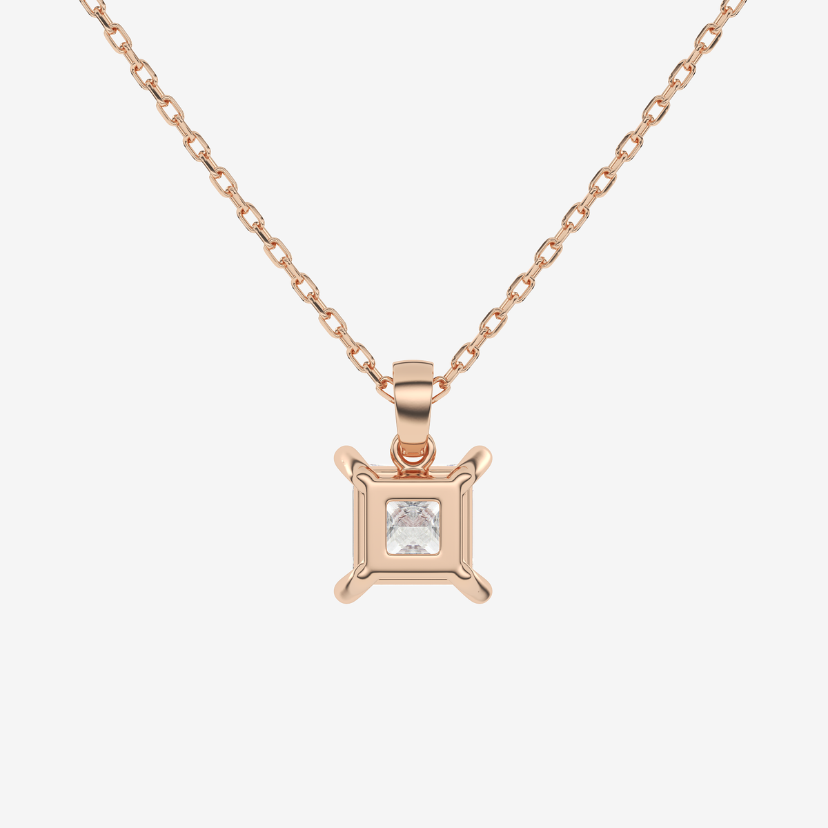 Princess Solitaire Lab Grown Diamond Pendant Necklace in Platinum