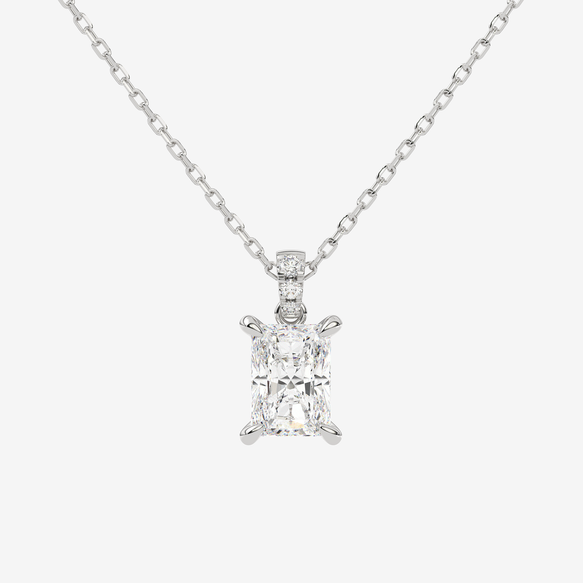 Radiant Solitaire Lab Grown Diamond Pendant Necklace in Platinum