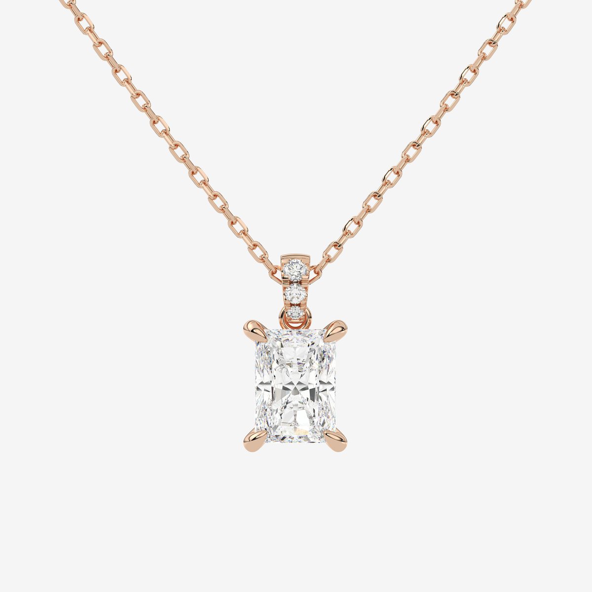 Radiant Solitaire Lab Grown Diamond Pendant Necklace in Platinum