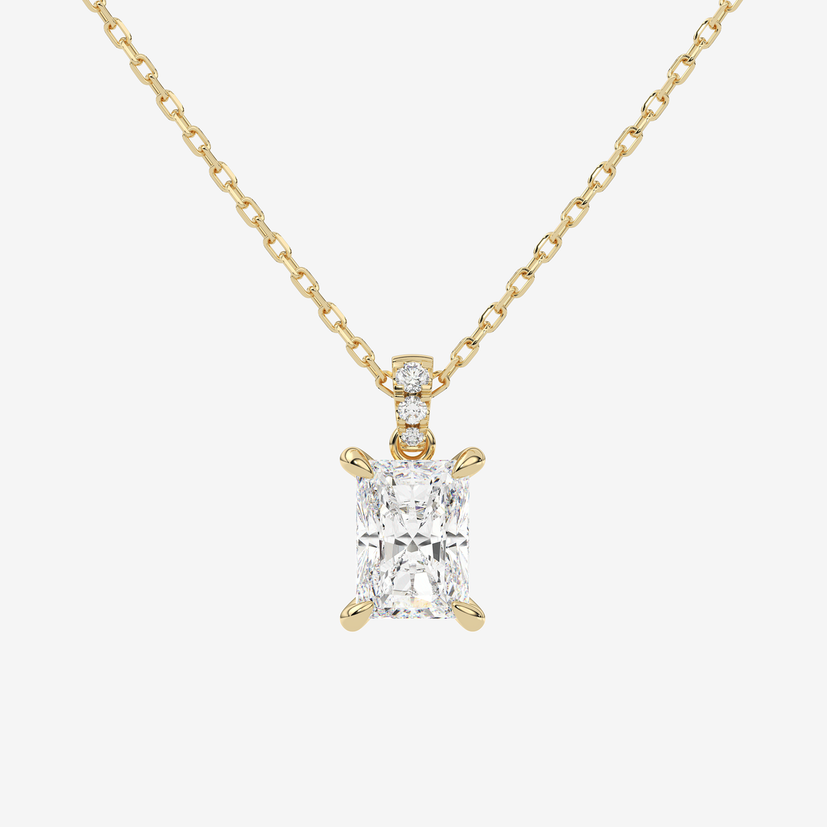 Radiant Solitaire Lab Grown Diamond Pendant Necklace in Platinum