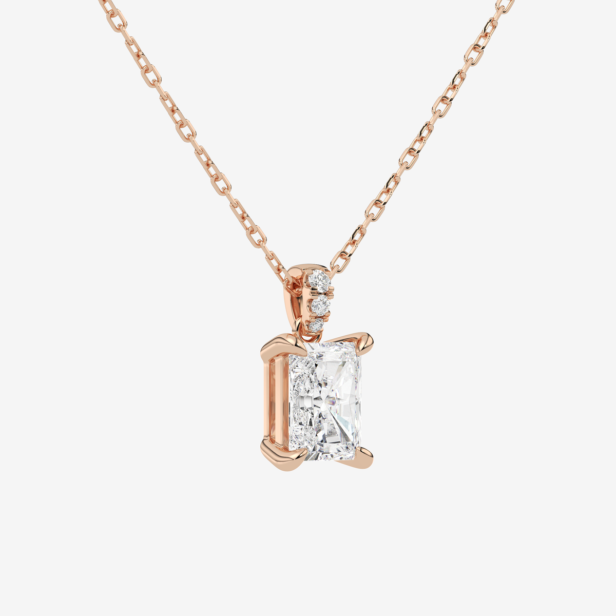 Radiant Solitaire Lab Grown Diamond Pendant Necklace in Platinum