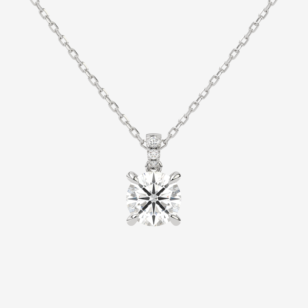 Round Solitaire Lab Grown Diamond Pendant Necklace in Platinum