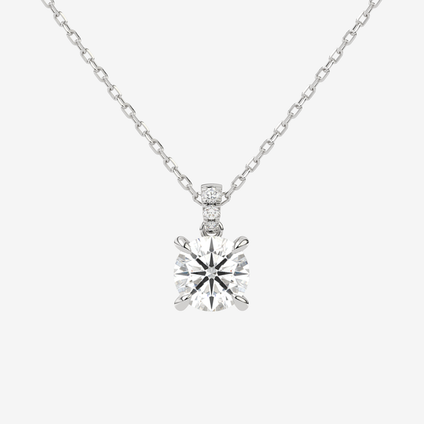 Round Solitaire Lab Grown Diamond Pendant Necklace in Platinum