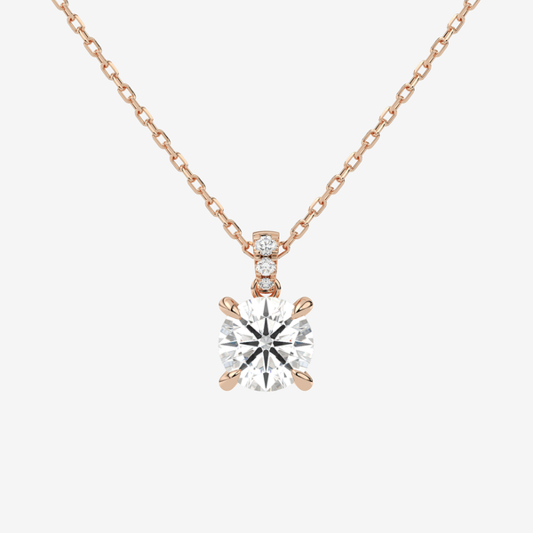 Round Solitaire Lab Grown Diamond Pendant Necklace in Platinum