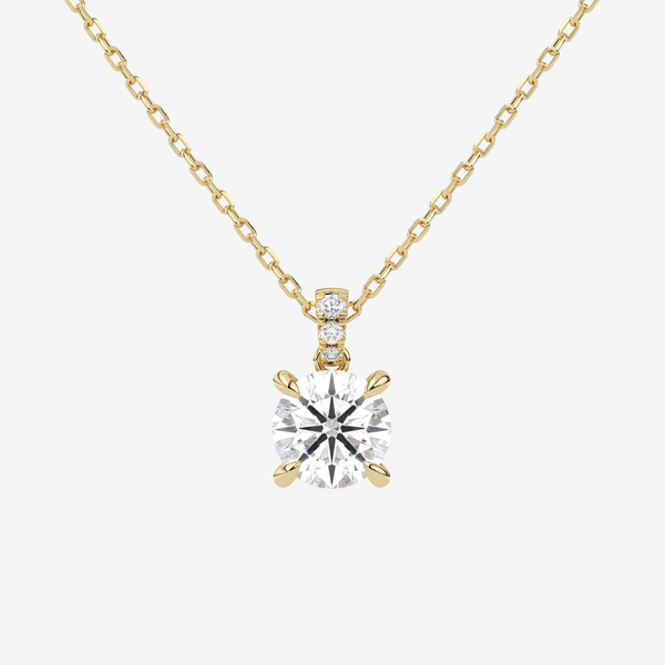 Round Solitaire Lab Grown Diamond Pendant Necklace in 18K Rose Gold