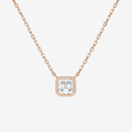 Bezel Asscher Lab Grown Diamond Solitaire Necklace in 14K Rose Gold