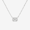 Bezel Emerald Lab Grown Diamond Solitaire Necklace in Platinum