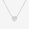 Bezel Heart Lab Grown Diamond Solitaire Necklace in Platinum