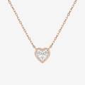 Bezel Heart Lab Grown Diamond Solitaire Necklace in 14K Rose Gold