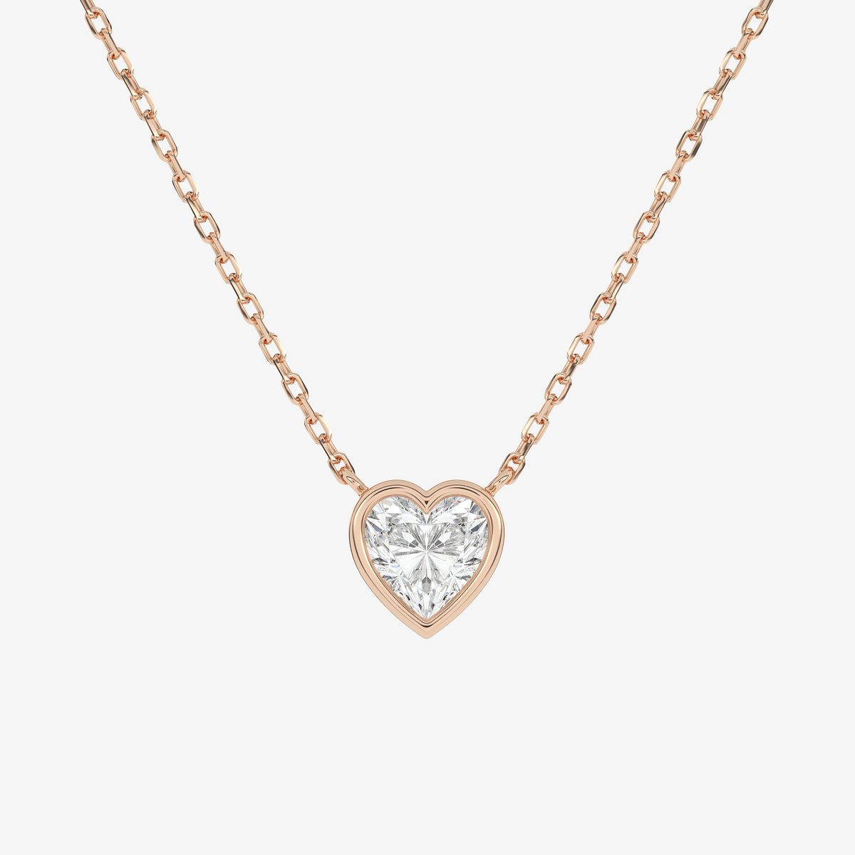 Bezel Heart Lab Grown Diamond Solitaire Necklace in 18K Yellow Gold