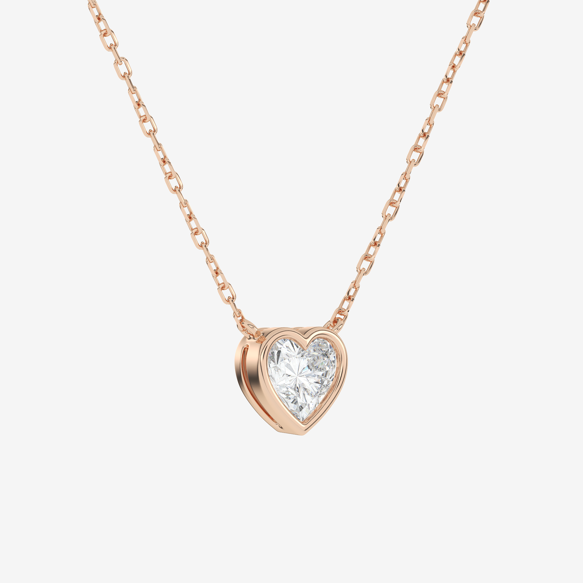 Bezel Heart Lab Grown Diamond Solitaire Necklace in 18K Yellow Gold