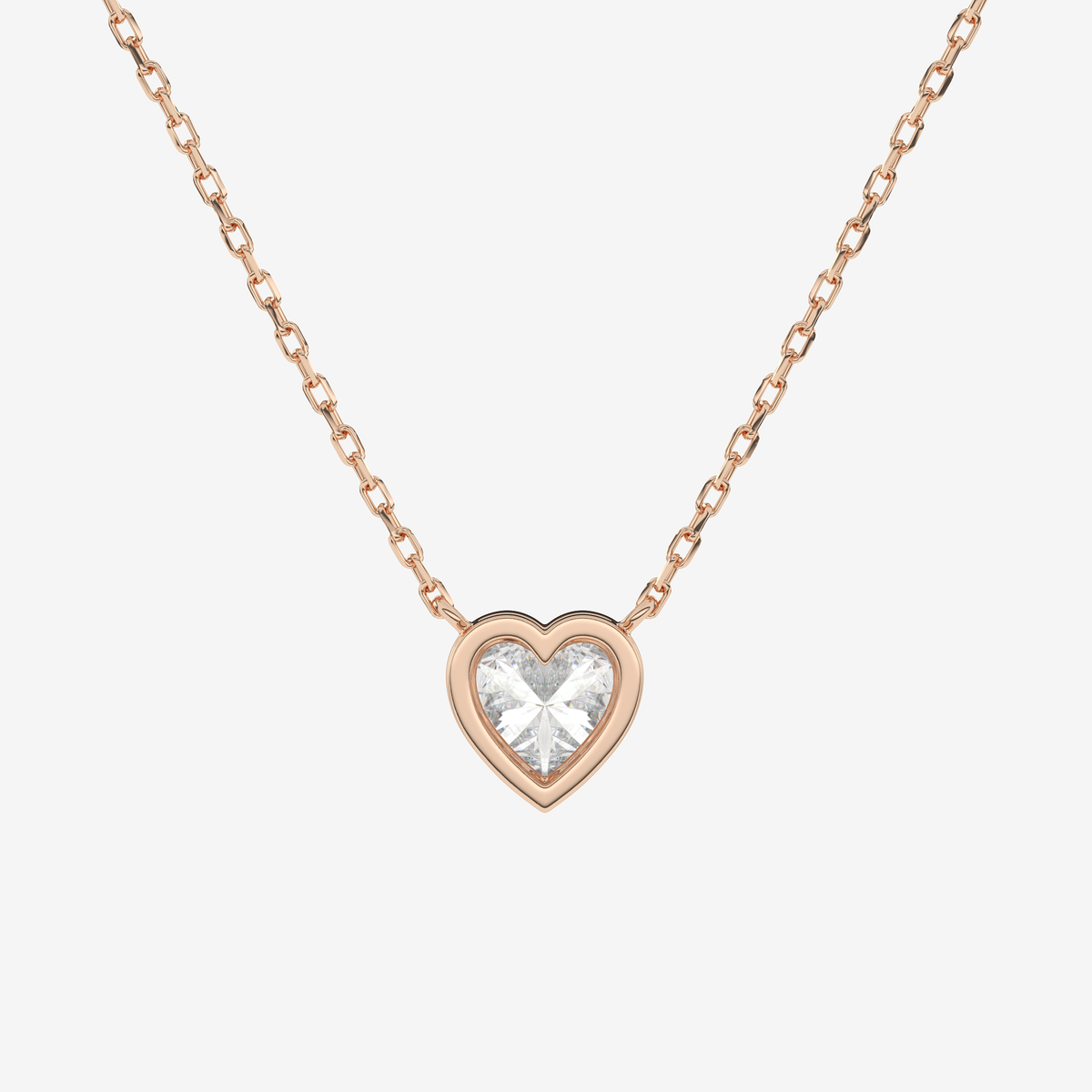 Bezel Heart Lab Grown Diamond Solitaire Necklace in 18K Yellow Gold