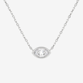 Bezel Marquise Lab Grown Diamond Solitaire Necklace in Platinum