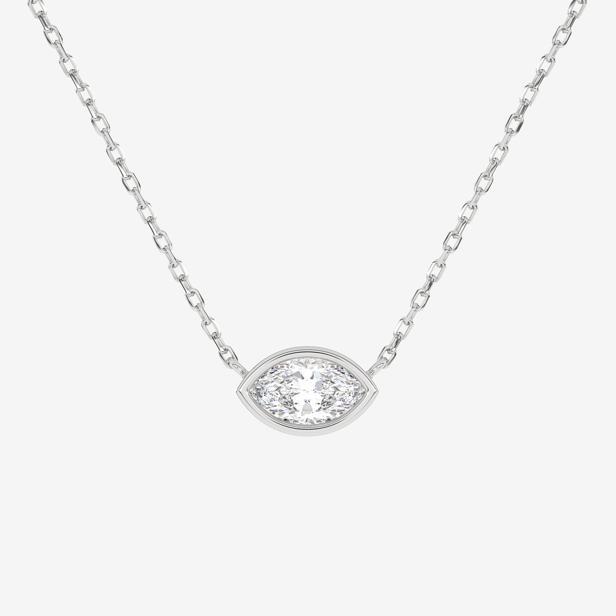 Bezel Marquise Lab Grown Diamond Solitaire Necklace in Platinum