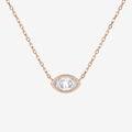 Bezel Marquise Lab Grown Diamond Solitaire Necklace in 14K Rose Gold