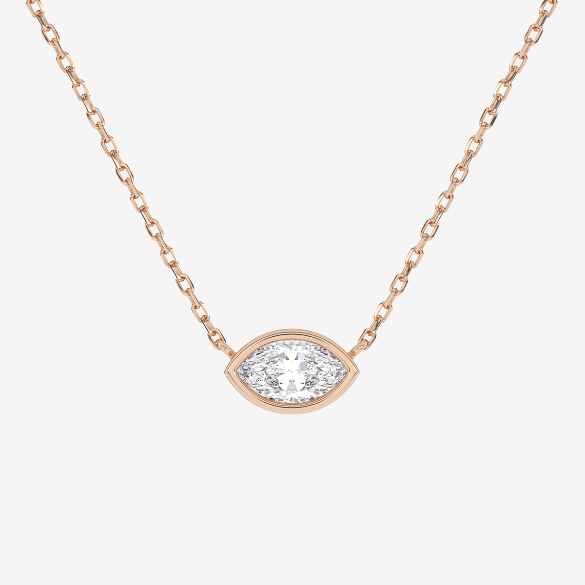 Bezel Marquise Lab Grown Diamond Solitaire Necklace in Platinum