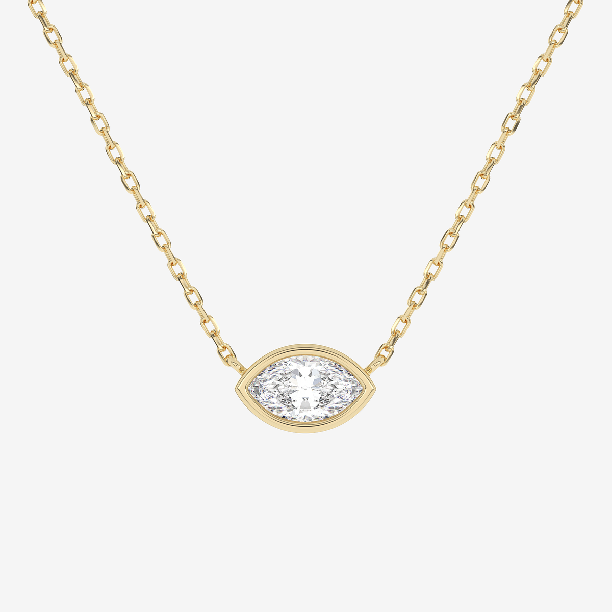 Bezel Marquise Lab Grown Diamond Solitaire Necklace in Platinum